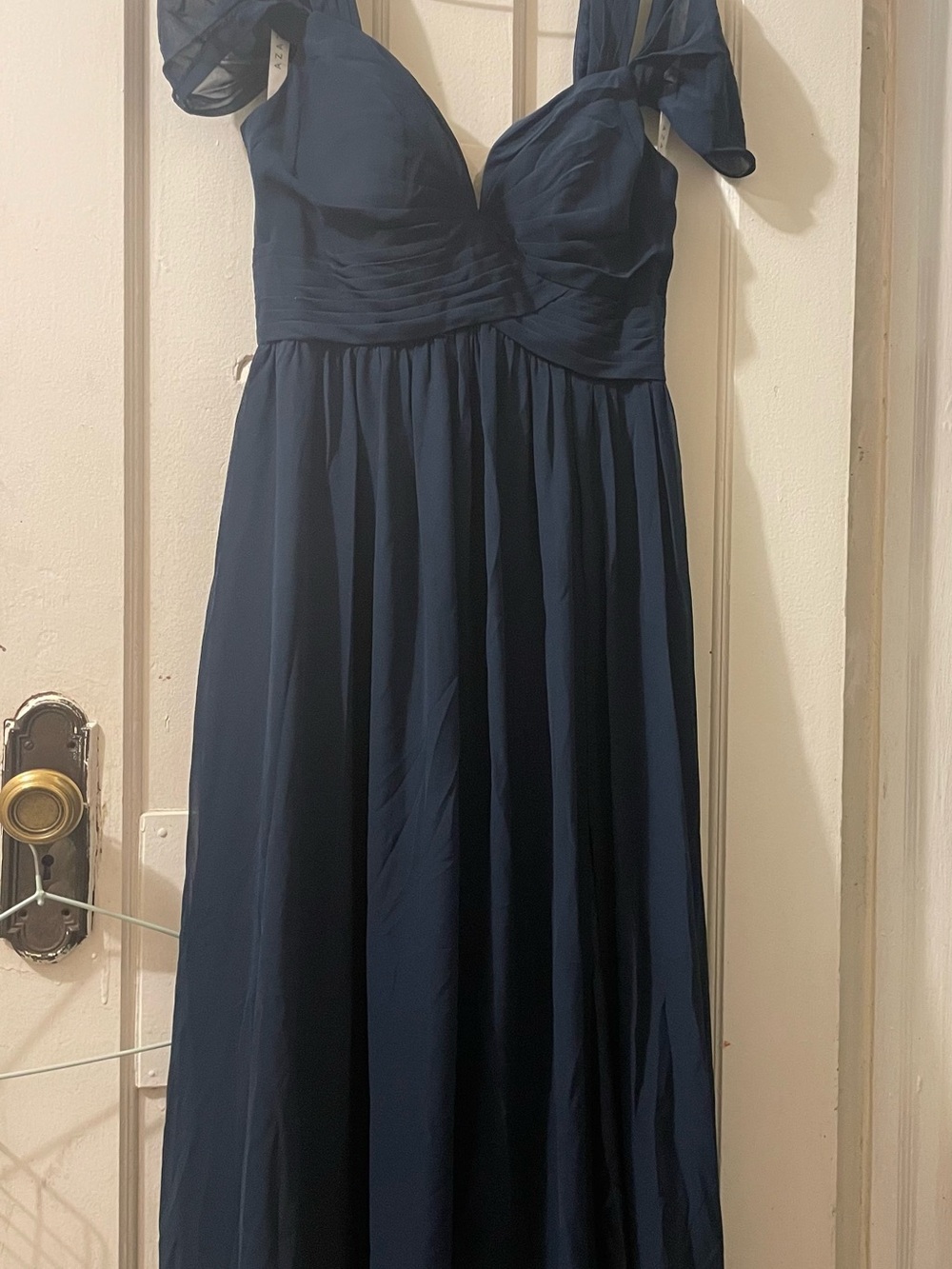 Azazie Navy Blue Maxi Chiffon Gown